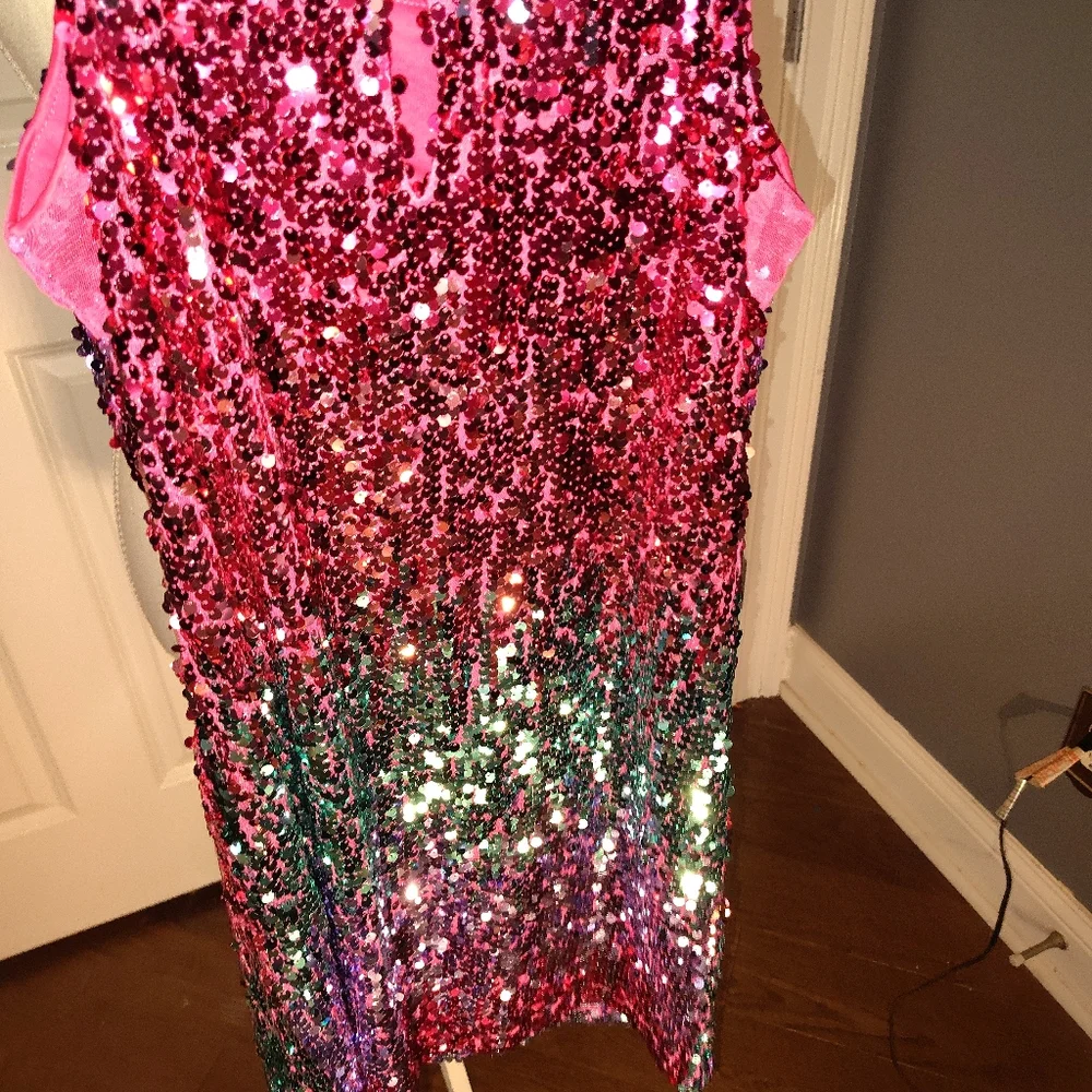 Girls Multicolor Sequin Ombre Party Dress‎